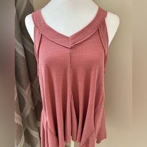 Pink Sleeveless Ribbed Top
